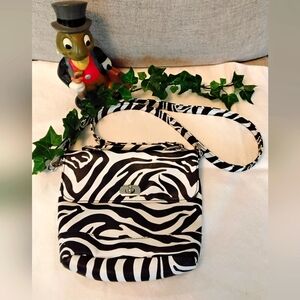 Chateau Black & White Zebra Print Crossbody Clutch Purse Y2K Leather Bag